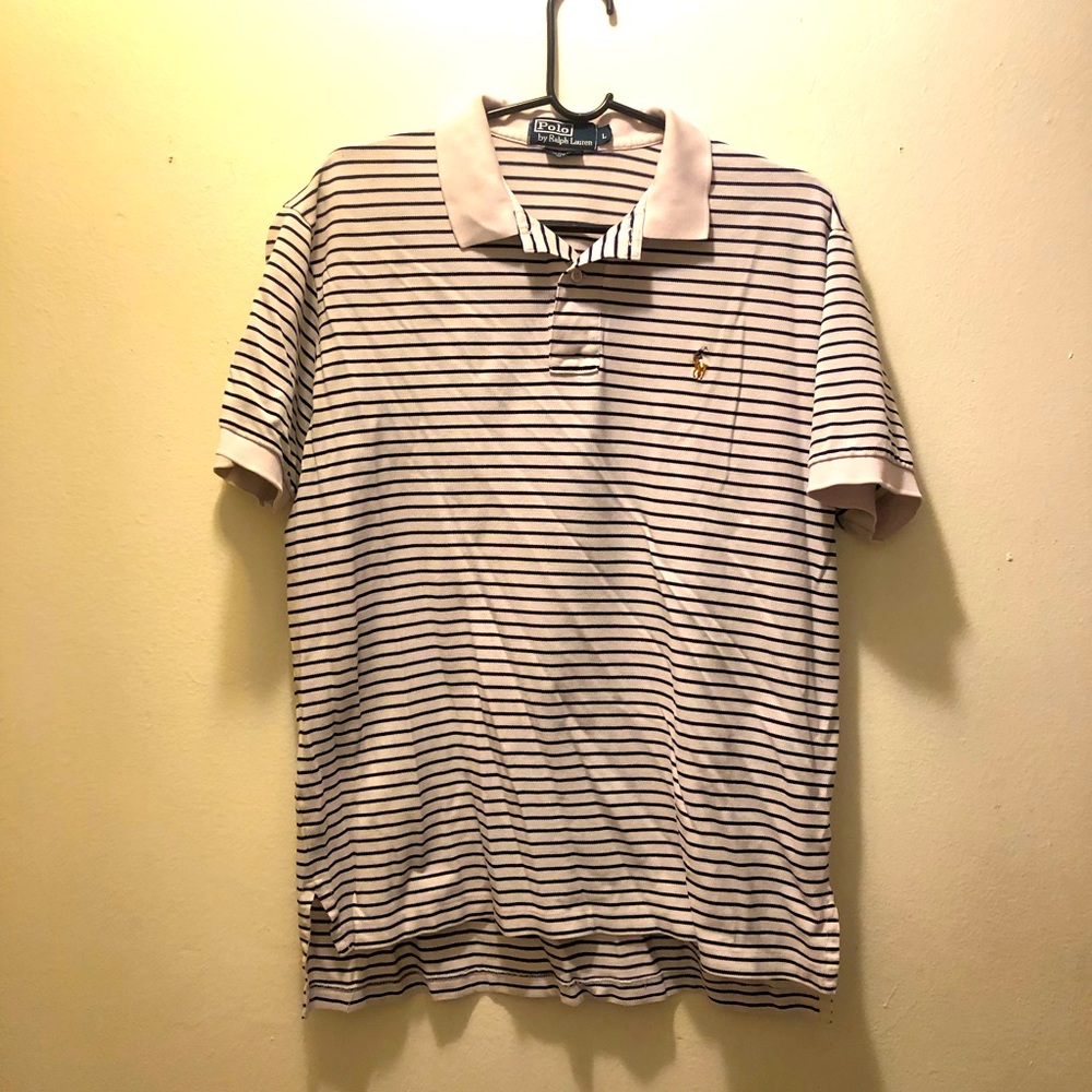 Ralph Lauren Polo White and Black Stripes Sz Large